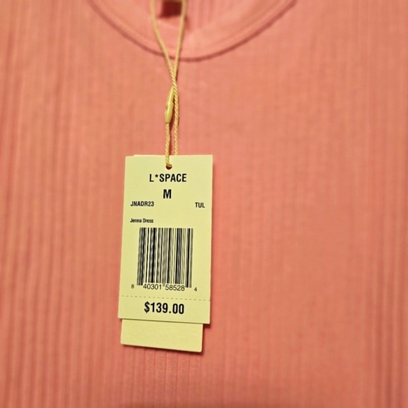 NWT L*space Jenna Pink Rib Knit Sleeveless Women's Midi Dress Size Medium 8/10 - Picture 7 of 10